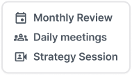 An image of some point about monthly review, daily meetings and strategy session