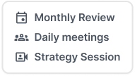 An image of monthly review, daily meeting and strategy session