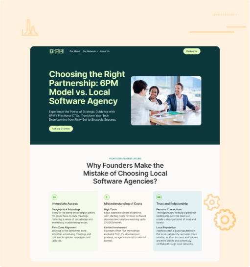 A webpage mockup about Local Software Agency vs 6PM