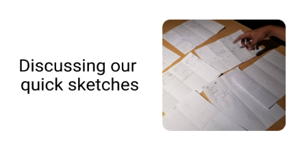 A screenshot of some papers beside it a text is written which says discussing our quick sketches